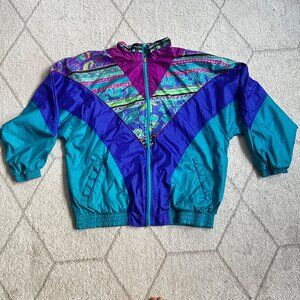 80s Vintage Bolo Spirit Multi-Colored Full Zip Windbreaker Sz Large